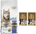 Reflex Somonlu Pirinçli Yetişkin Köpek Maması 15 Kg + Dana Etli Stick Ödül X 2 Adet