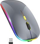 Reidan Şarjlı Mouse Fare Bluetooth Pc Kablosuz 800/1200/1600Dpi 2.4Ghz Rgb Ledli Laptop Oyun Gri