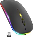 Reidan Şarjlı Mouse Fare Bluetooth Pc Kablosuz 800/1200/1600Dpi 2.4Ghz Rgb Ledli Laptop Oyun Siyah