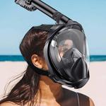 Reidan Siyah Tam Yüz Dalış Maskesi Su Altı Keşif Maskesi Slikon Şnorkel Full Face Mask