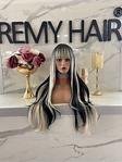 Remy Hair Vip Seri̇es Siyah Platin Özel Üretim Fiber Sentetik Perçemli Düz Peruk