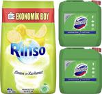 Rinso Renkliler Ve Beyazlar Için Toz Çamaşır Deterjanı 8Kg + Domestos Çamaşır Suyu 2X3240Ml