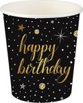 Roll-Up 8 Oz Kağıt Bardak 8'Li - Happy Birthday Siyah - Paket