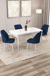 Rovena Lora Serisi 70X114 Mdf, Beyaz Açılabilir Mutfak Masa Takımı/ Yemek Masası-4 Adet Sandalye