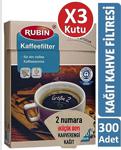 Rubin Kahve Filtresi 2 Numara (Küçük Boy) Naturel Kağıt 300 Adet