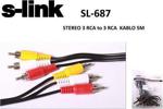 S-Link Sl-687 3Rca To 3Rca 5Mt Kablo