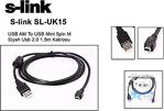 S-Link Sl-Uk15 Usb Am To Usb Mini 5Pin M Siyah Usb 2.0 1.5M Kablosu