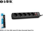 S-Link Spg3-J-5 1.5M 306Joule 5Li Akım Korumalı Siyah Priz