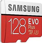 Samsung Evo Plus Hafıza Kartı, 128Gb, Microsdxc, Uhs-I U3 100Mb/S, Full Hd & 4K Uhd With Adapter