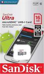 Sandisk 16Gb Micro Sd Hafıza Kartı Ultra 80Mb/S