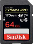 Sandisk 64Gb Sd 170/Mb Extreme Pro Sd 4K U3 V30 Sd Hafiza Karti