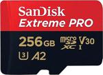 Sandisk Extreme Pro 256 Gb Microsdxc Hafıza Kartı U3 A2 170Mb/S +Sd Kart Adaptörü