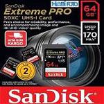 Sandisk Extreme PRO 64GB SD Hafıza Kartı 4K U3 V30 170MB/s