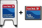 Sandisk Pcmcia-Cf Compact Flash Adaptör + 1Gb Compact Flash Kart