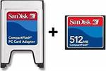 Sandisk Pcmcia-Cf Compact Flash Adaptör + 512Mb Compact Flash Kart