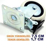 Sarhoş Metal Frenli Tekerlek Ayak Mobilya Tekeri Yükseklik 7,5 Cm