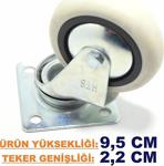 Sarhoş Metal Tekerlek Ayak - Mobilya Tekeri - Yükseklik 9,5 Cm