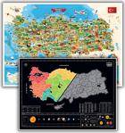 Scratch Map Kazınabilir Türkiye Ve Gezilecek Yerler Yicekler Karikatür Türkiye Haritası 2'Li Set Xl