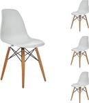 Seduna Beyaz Eames Sandalye - 4 Adet - Natural Ahşap Ayaklı