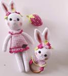 Şeker Tavşan Vikvik Çıngırak Amigurumi Organik Oyuncak