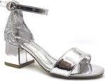 Sema Gümüş Simli Günlük Abiye Tek Bant Kız Çocuk Topuklu Ayakkabı