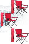 Shey Çantalı Kamp Sandalyesi Balıkçı Plaj Piknik Koltuk Kırmızı 3 Adet
