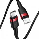 Siyah Kırmızı Cafule Serisi Type-C Iphone Lightning Pd 18W Qc3.0 Uyumlu Hızlı Data Şarj Kablosu