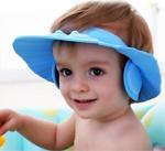 Skygo Bebek Banyo Şapkası Düğmeli Kulaklıklı Mavi