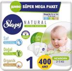 Sleepy Bebek Bezi Naturel Beden:1 (2-5Kg) Yeni Doğan 400 Adet Jumbo Süper Mega Pk