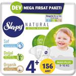 Sleepy Bebek Bezi Naturel Beden:4+ (9-16kg) Maxi Plus 156 Adet Dev Mega Fırsat Pk