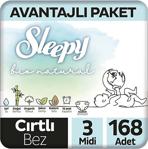 Sleepy Bio Natural 3 Numara Midi 168'Li Bebek Bezi