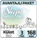 Sleepy Bio Natural 3 Numara Midi 168'Li Külot Bez