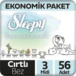 Sleepy Bio Natural 3 Numara Midi 56'Lı Ekonomik Paket Bebek Bezi