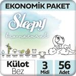 Sleepy Bio Natural 3 Numara Midi 56'Lı Külot Bez