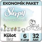 Sleepy Bio Natural 6 Numara Xlarge 32'Li Külot Bez