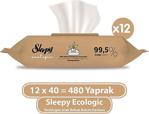 Sleepy Ecologic Yenidoğan Islak Bebek Bakım Havlusu 40 Yaprak 12'Li Paket