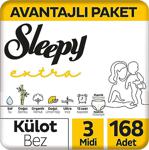 Sleepy Extra Günlük Aktivite 3 Numara Midi 168'Li Külot Bez