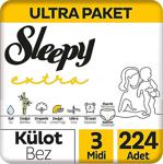 Sleepy Extra Günlük Aktivite 3 Numara Midi 224'Lü Külot Bez