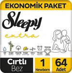 Sleepy Extra Günlük Aktivite Ekonomik Paket 1 Numara Newborn 64'Lü Bebek Bezi