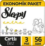 Sleepy Extra Günlük Aktivite Ekonomik Paket 3 Numara Midi 56'Lı Bebek Bezi