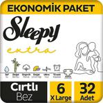 Sleepy Extra Günlük Aktivite Ekonomik Paket 6 Numara X Large 32'Li Bebek Bezi