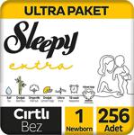 Sleepy Extra Günlük Aktivite Ultra Paket 1 Numara Newborn 256'Lı Bebek Bezi