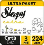 Sleepy Extra Günlük Aktivite Ultra Paket 3 Numara Midi 224'Lü Bebek Bezi