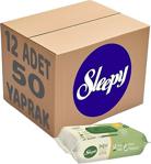 Sleepy Islak Havlu Mendil Doğal Organik Pamuklu 50 Yaprak Plastik Kapaklı (12 Li Set) 600 Yaprak