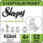 Sleepy Natural 2 Haftalık Paket Külot Bez 4+ Numara Maxi Plus 52 Adet