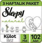 Sleepy Natural 3 Numara Midi 102'Li Külot Bez