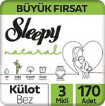 Sleepy Natural 3 Numara Midi 170'Li Külot Bez