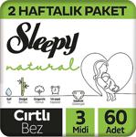 Sleepy Natural 3 Numara Midi 60'Lı Bebek Bezi