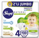 Sleepy Natural 4 Numara Maxi Jumbo 60'lı 2 Paket Bebek Bezi