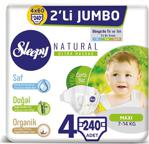 Sleepy Natural 4 Numara Maxi Jumbo 60'lı 4 Paket Bebek Bezi